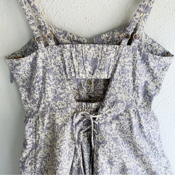 Anthropologie Leifsdottir Bustier Lace Up Floral Dress Sz 2 Cottagecore - Picture 2 of 6
